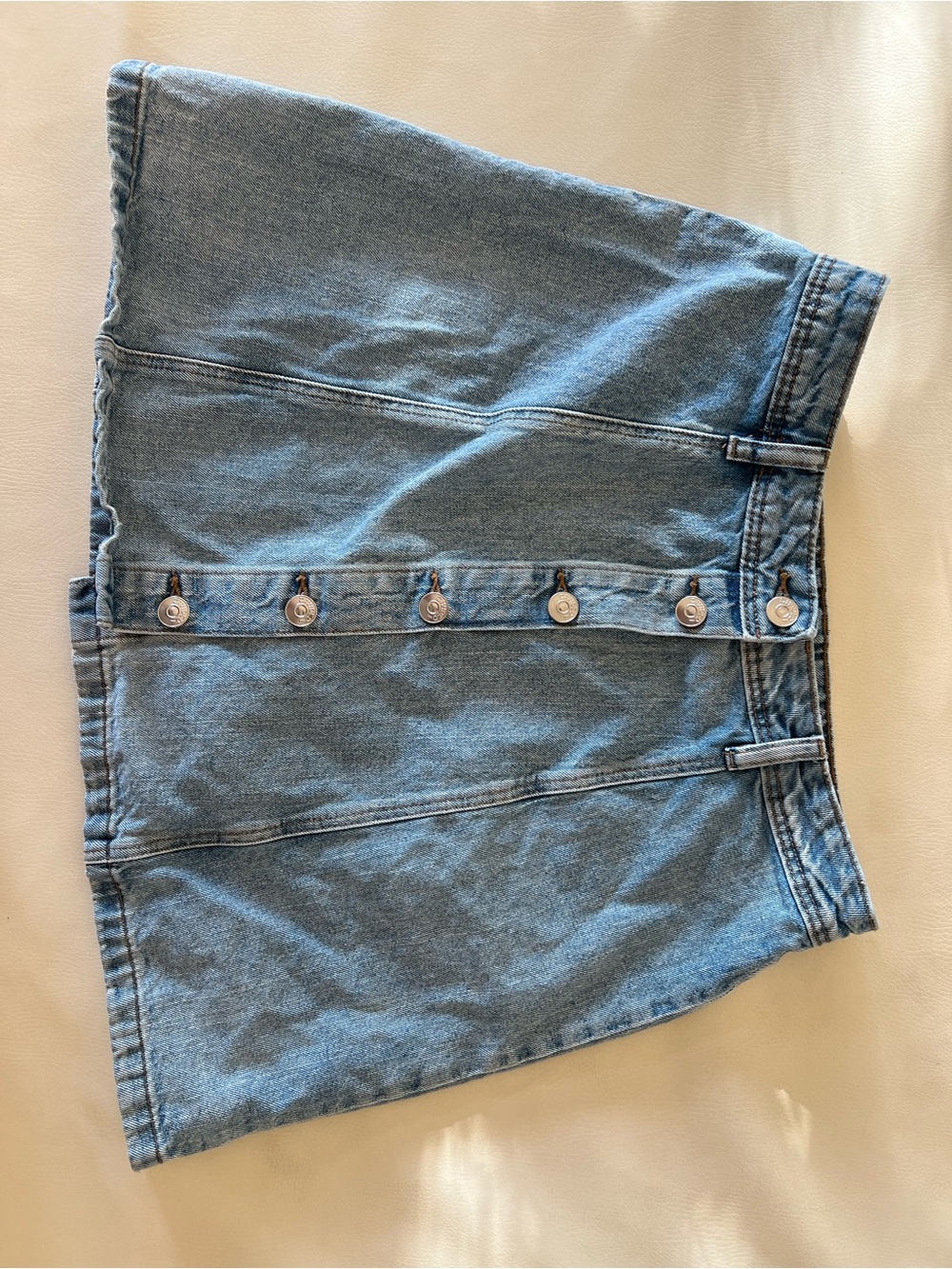 Divided Light Blue Denim Button-Front Mini Skirt